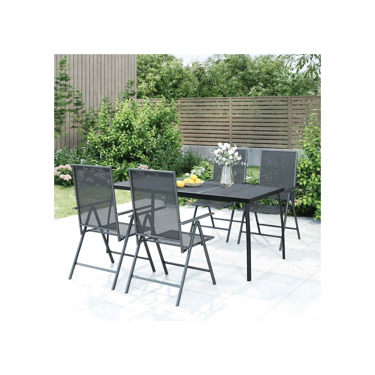 Ensemble à manger de jardin 5 pcs anthracite acier