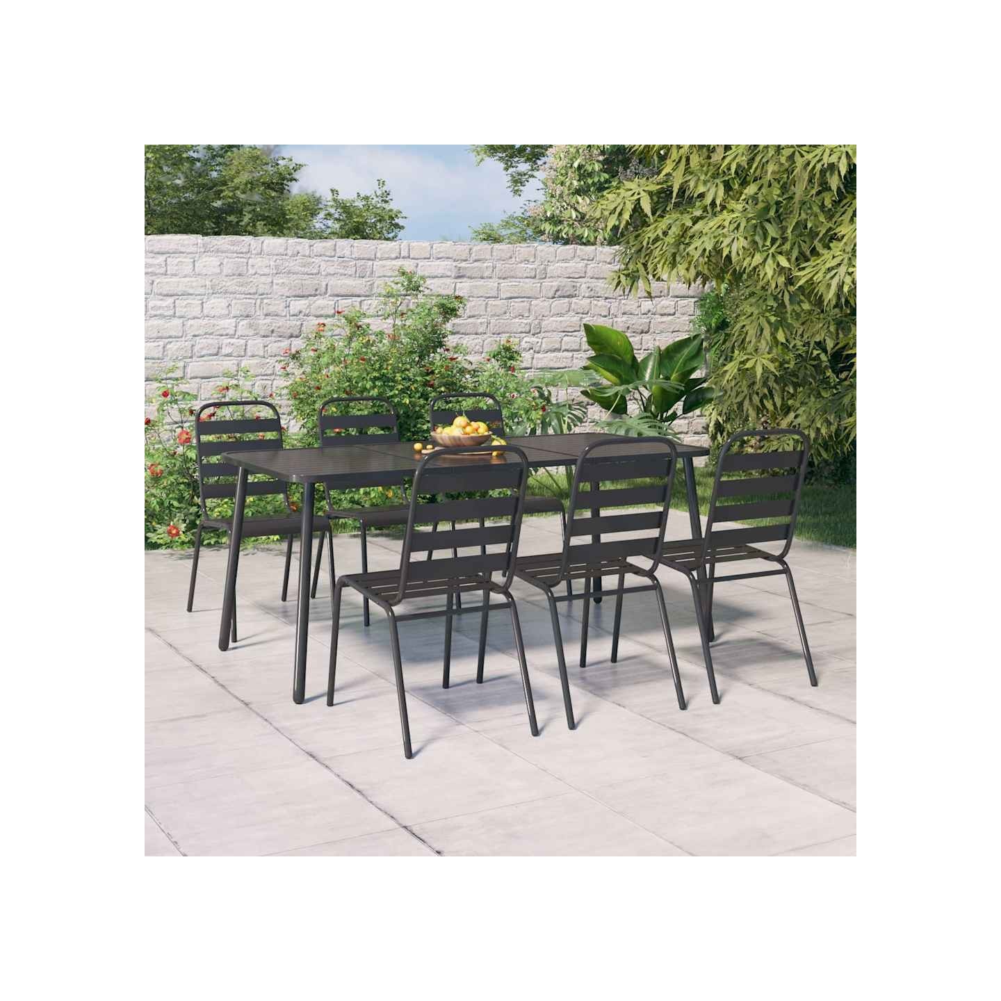 Ensemble à manger de jardin 7 pcs anthracite acier