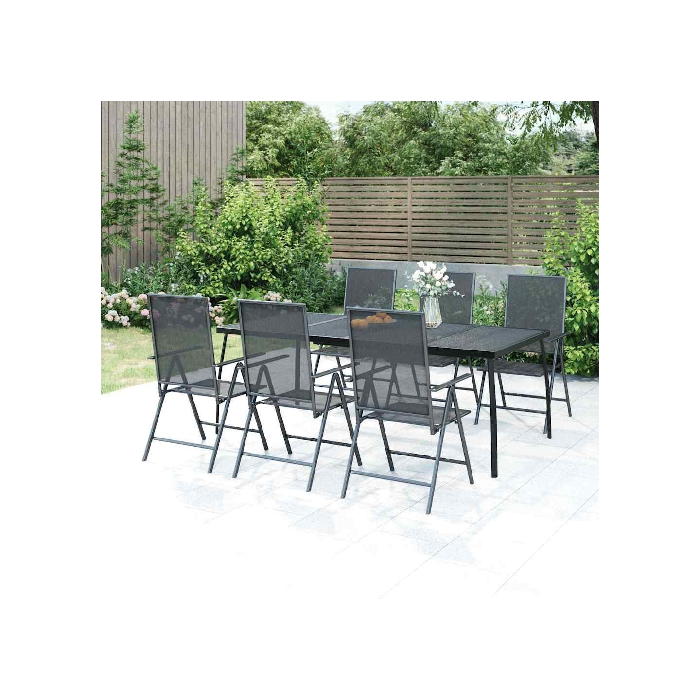 Ensemble à manger de jardin 7 pcs anthracite acier