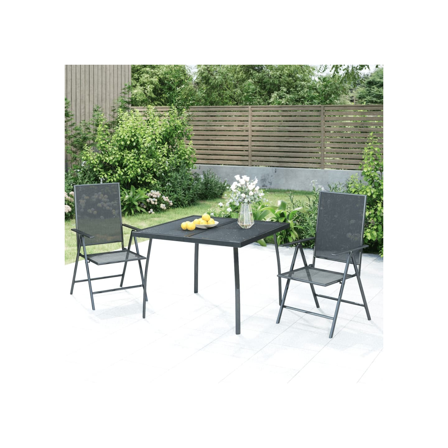 Ensemble à manger de jardin 3 pcs anthracite acier