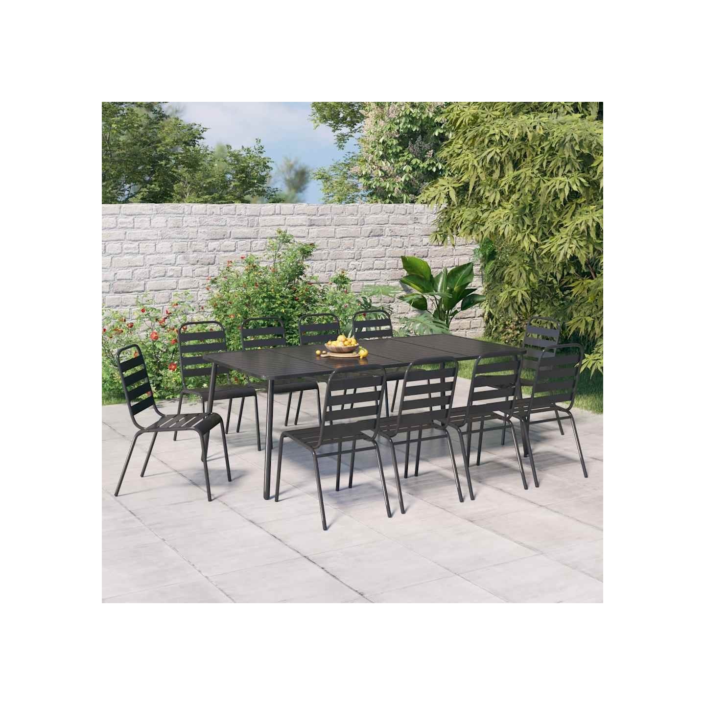 Ensemble à manger de jardin 11 pcs anthracite acier