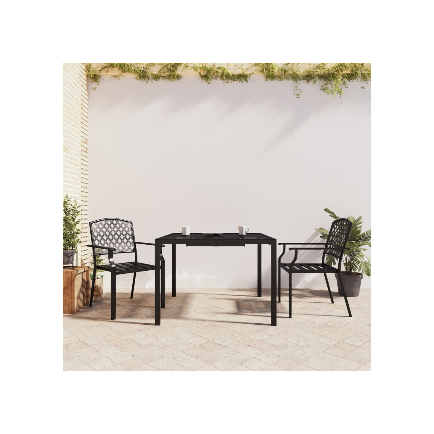 Ensemble à manger de jardin 3 pcs anthracite acier