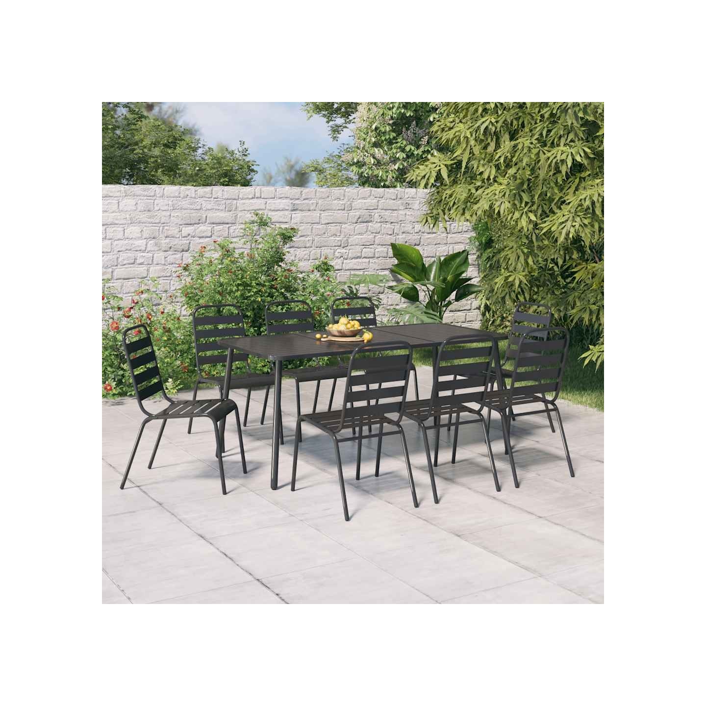 Ensemble à manger de jardin 9 pcs anthracite acier