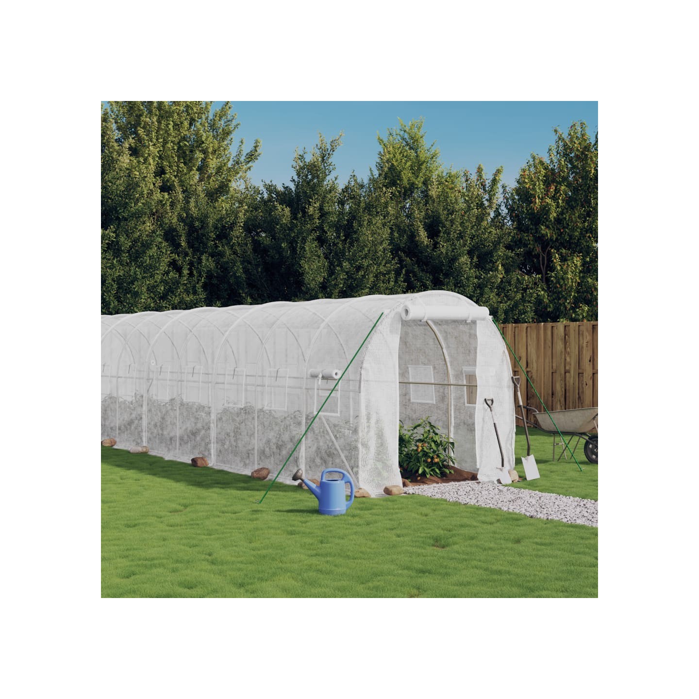 Serre avec cadre en acier blanc 12 m² 6x2x2 m