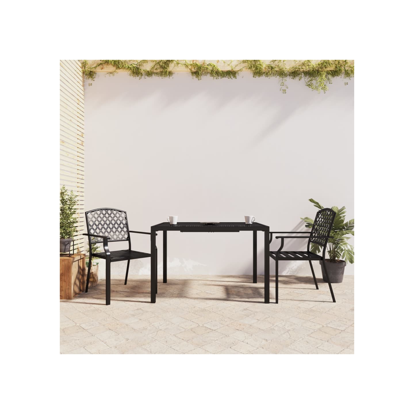 Ensemble à manger de jardin 3 pcs anthracite acier