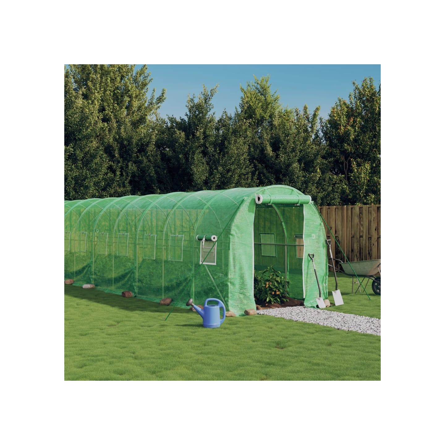 Serre avec cadre en acier vert 40 m² 20x2x2 m
