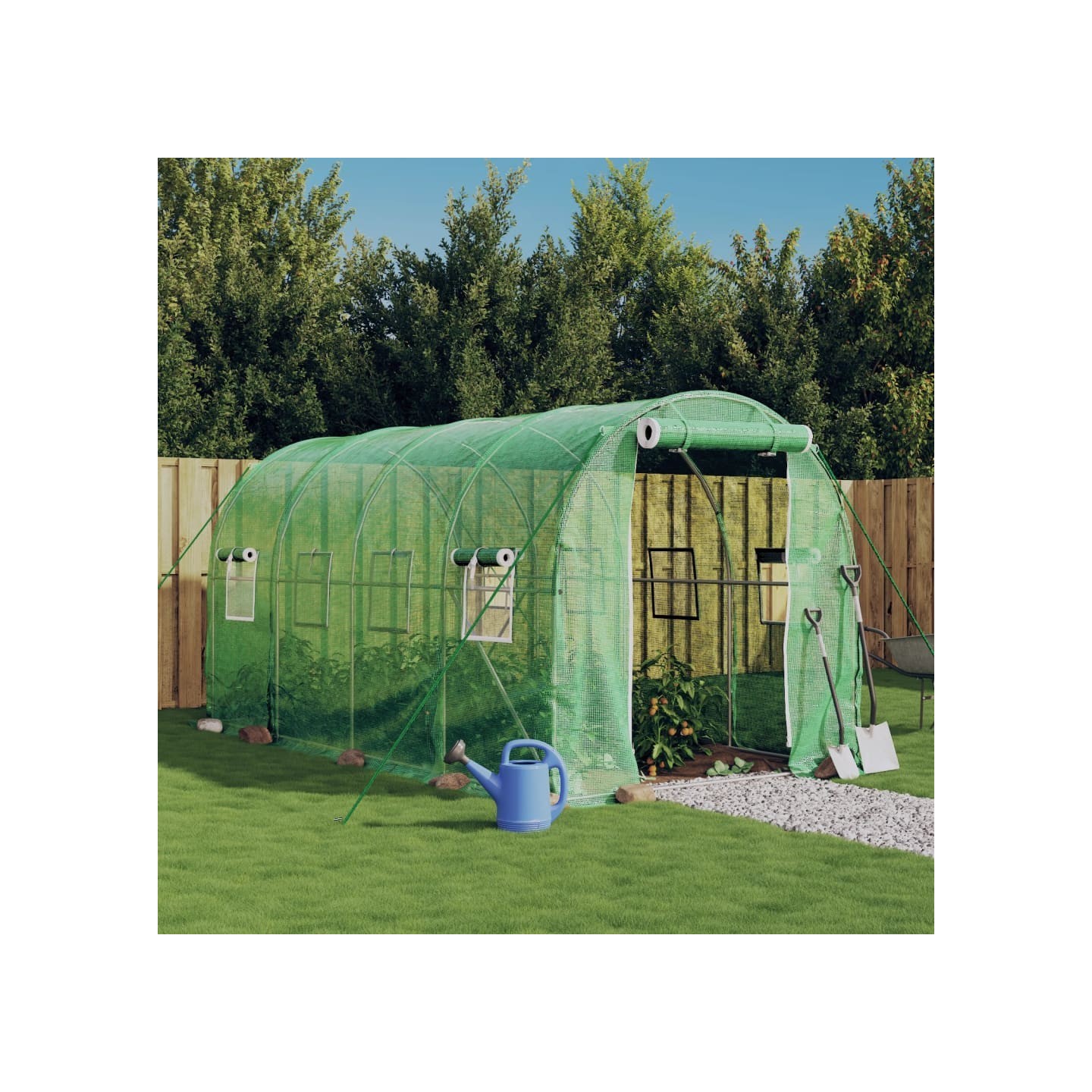Serre avec cadre en acier vert 8 m² 4x2x2 m