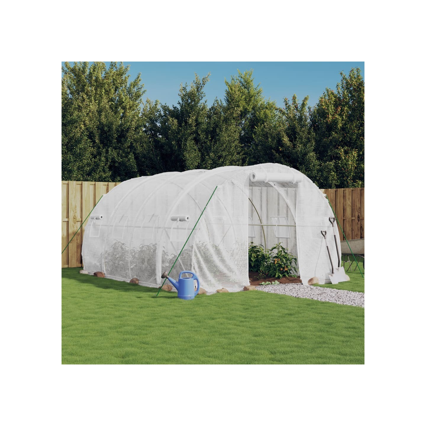 Serre avec cadre en acier Blanc 12 m² 4x3x2 m