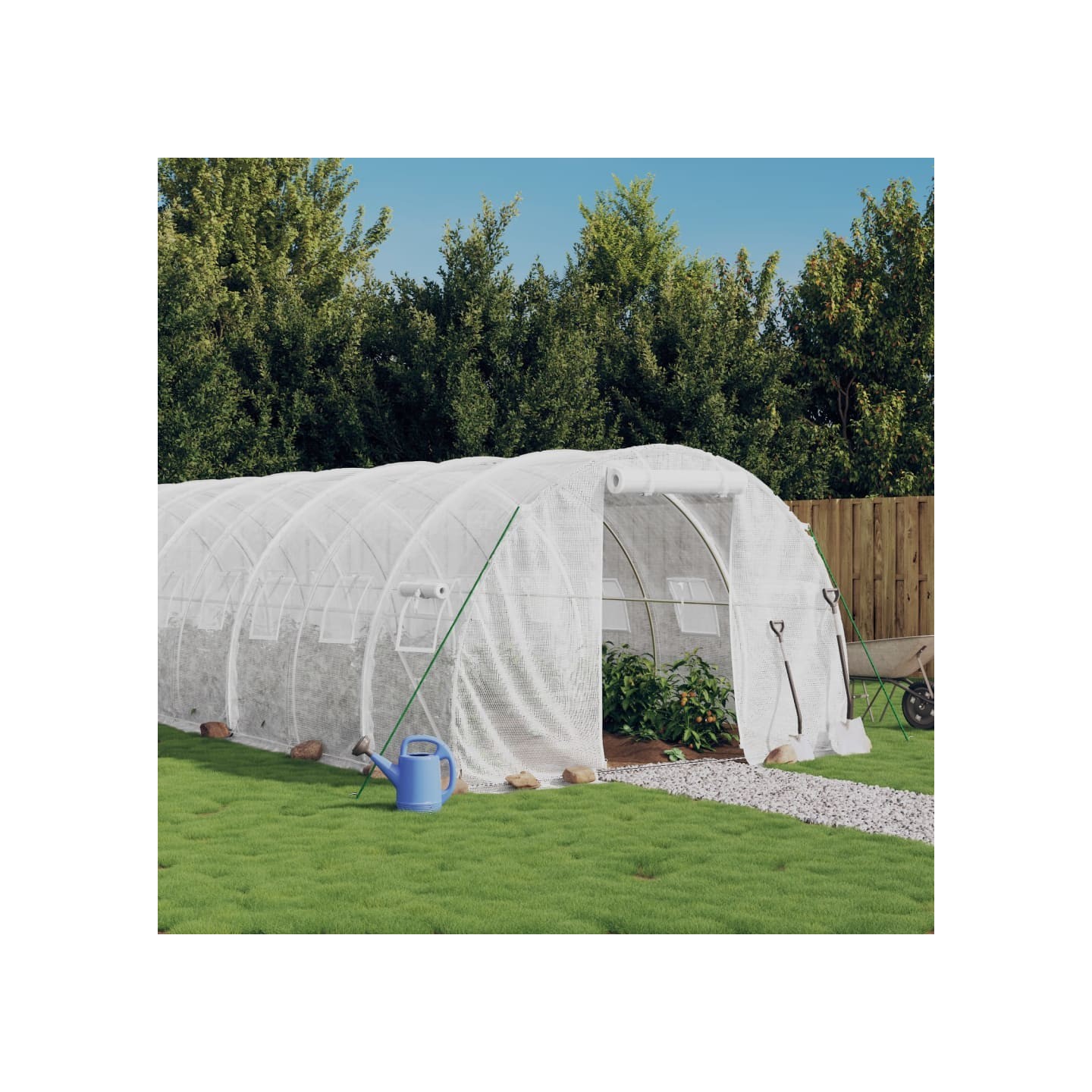 Serre avec cadre en acier blanc 54 m² 18x3x2 m