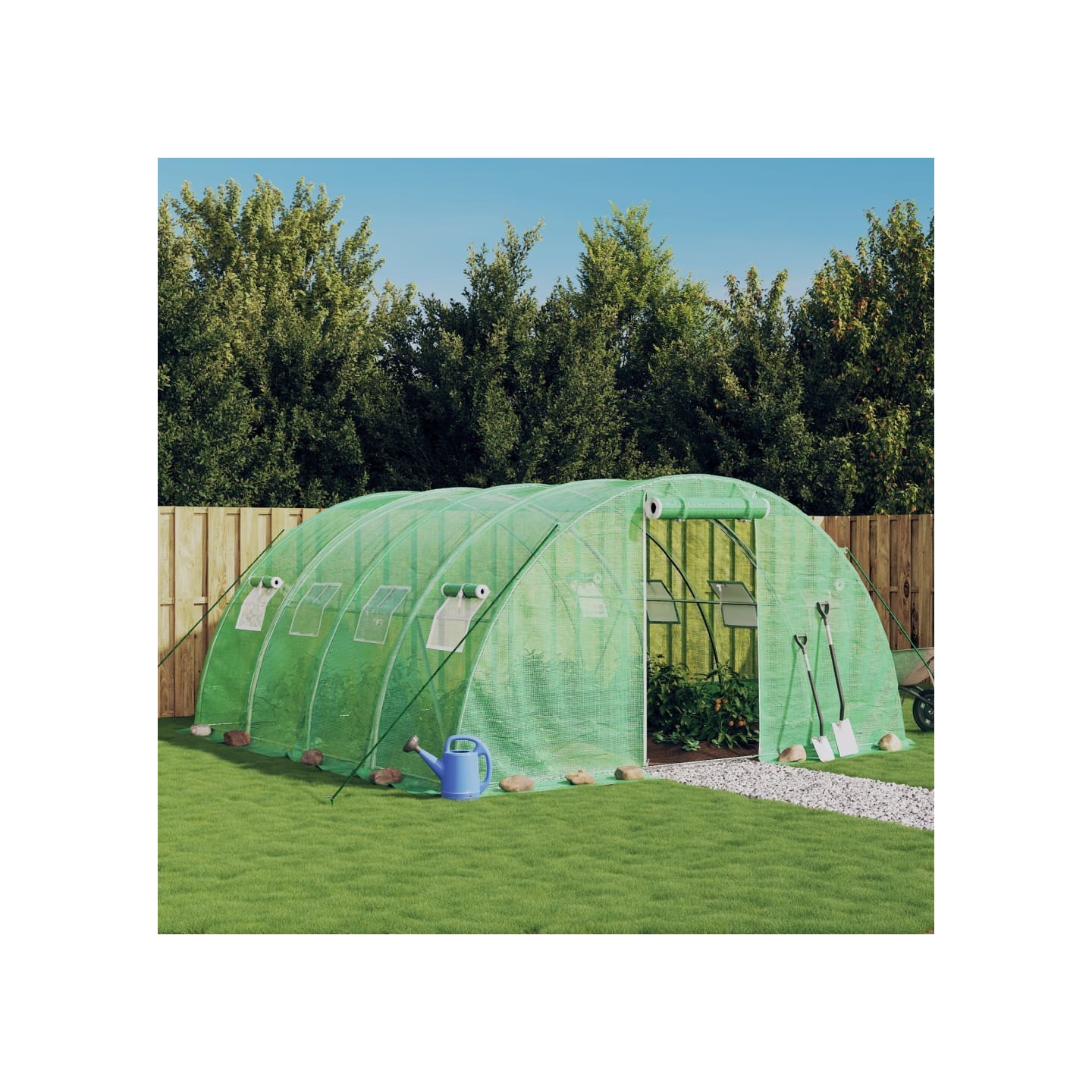 Serre avec cadre en acier vert 16 m² 4x4x2 m
