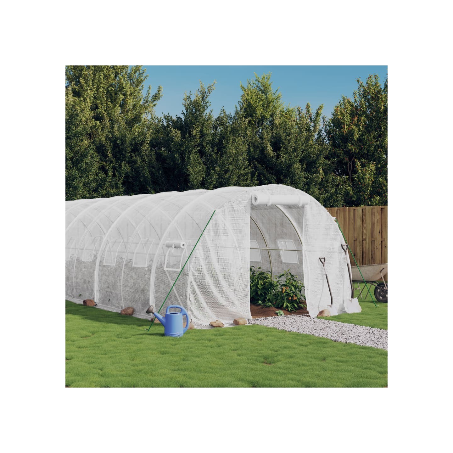 Serre avec cadre en acier blanc 60 m² 20x3x2 m