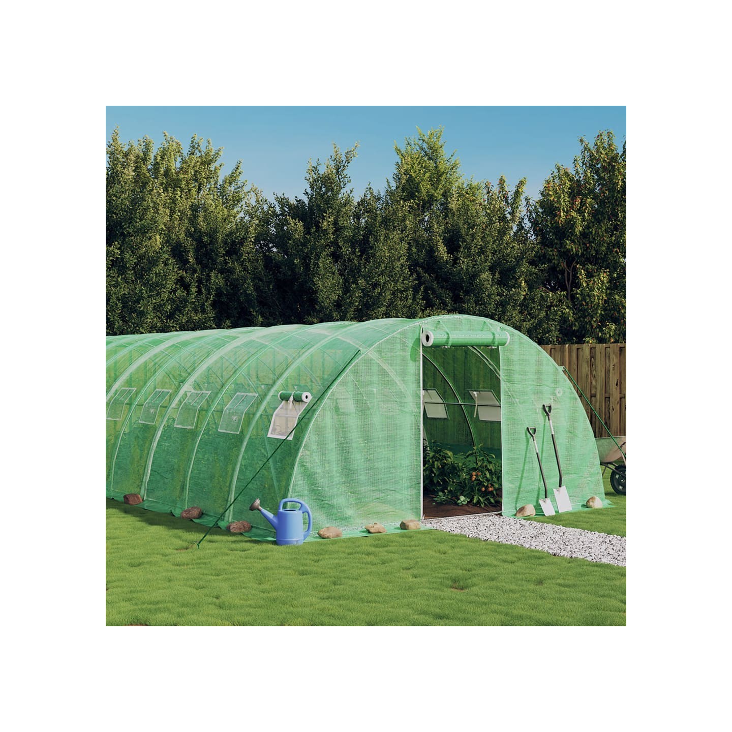 Serre avec cadre en acier vert 32 m² 8x4x2 m