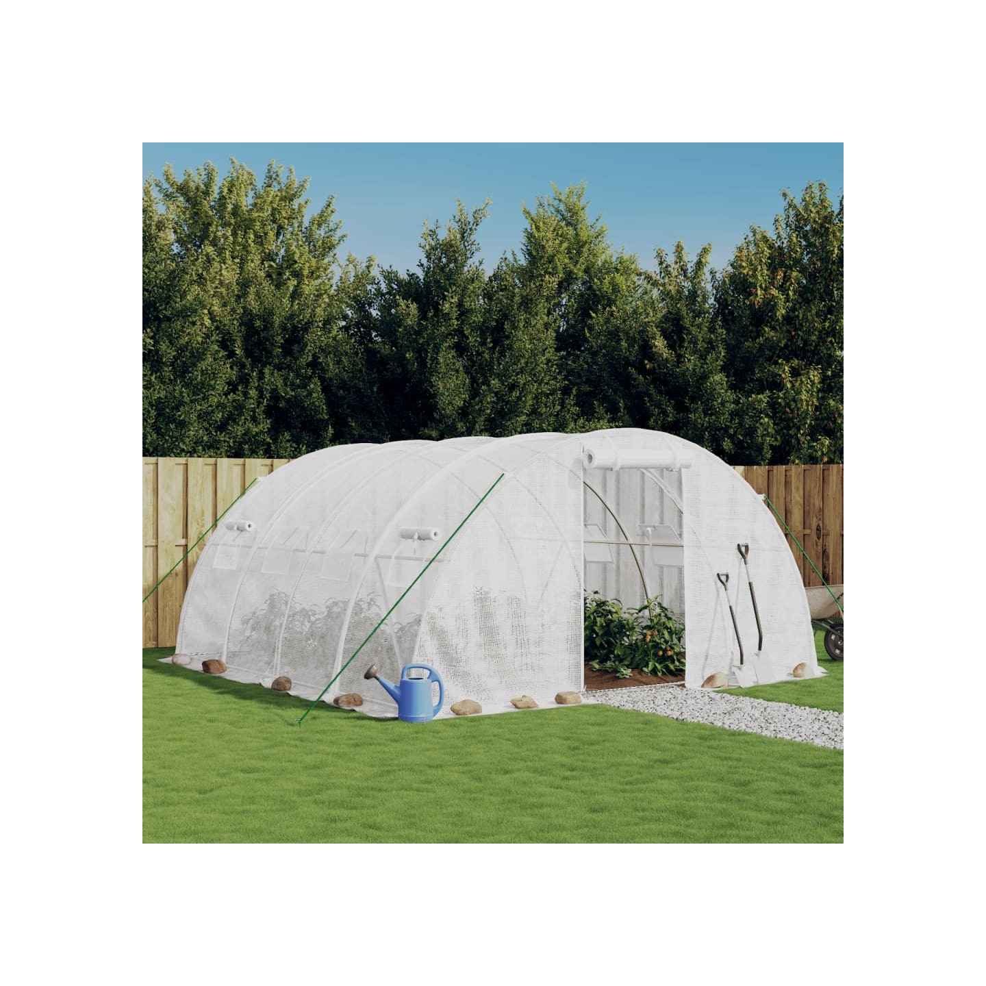 Serre avec cadre en acier Blanc 16 m² 4x4x2 m