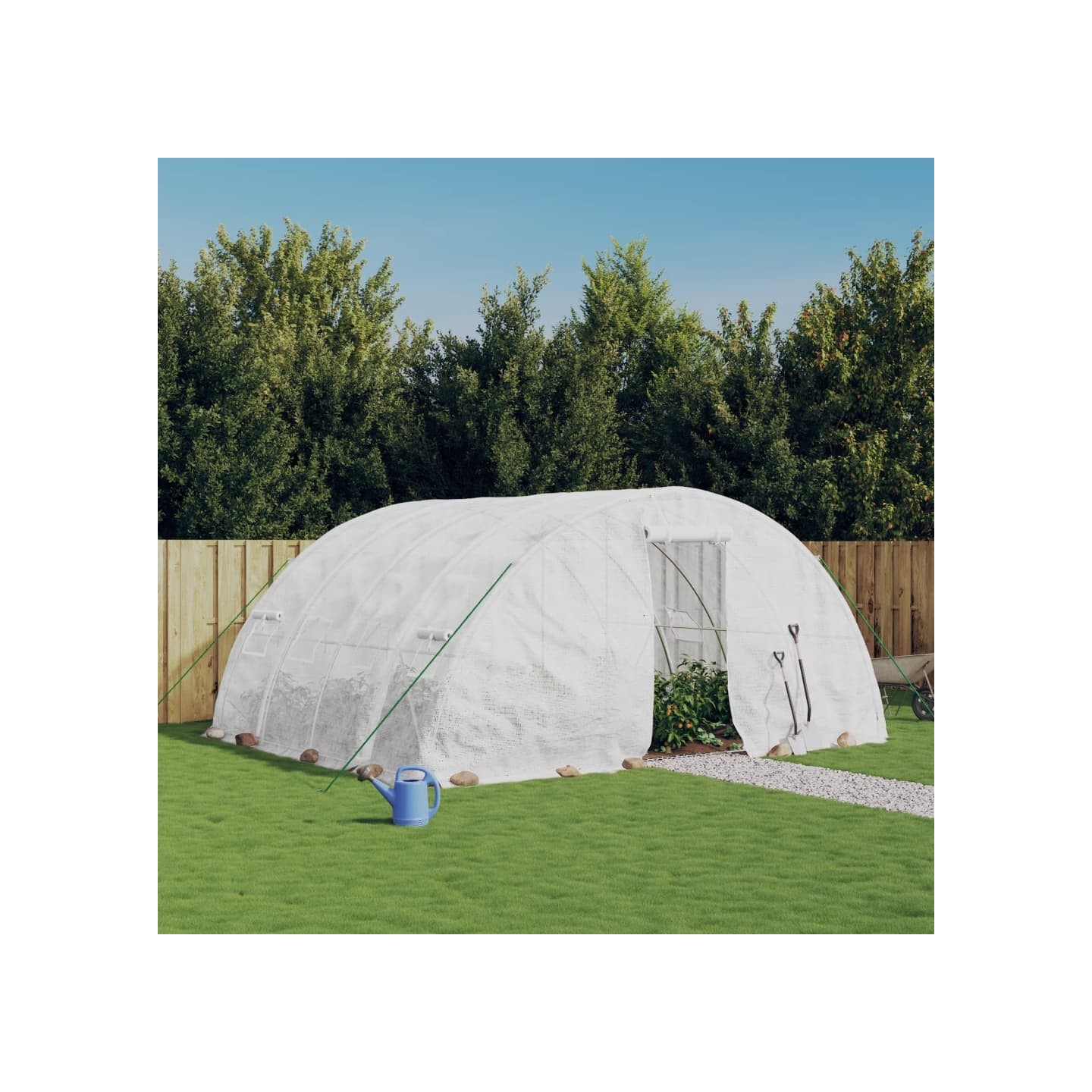 Serre avec cadre en acier Blanc 20 m² 5x4x2,3 m