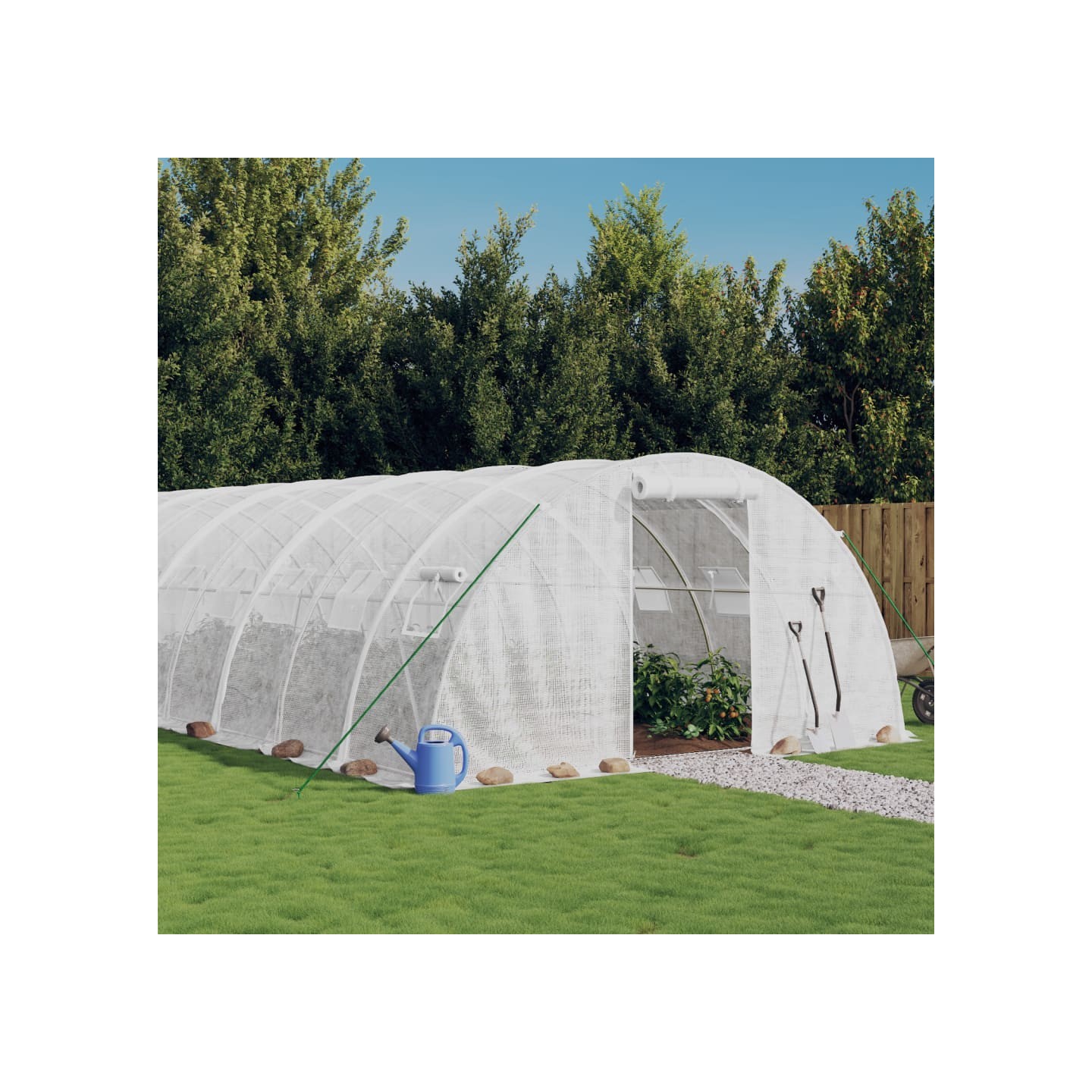 Serre avec cadre en acier blanc 88 m² 22x4x2 m