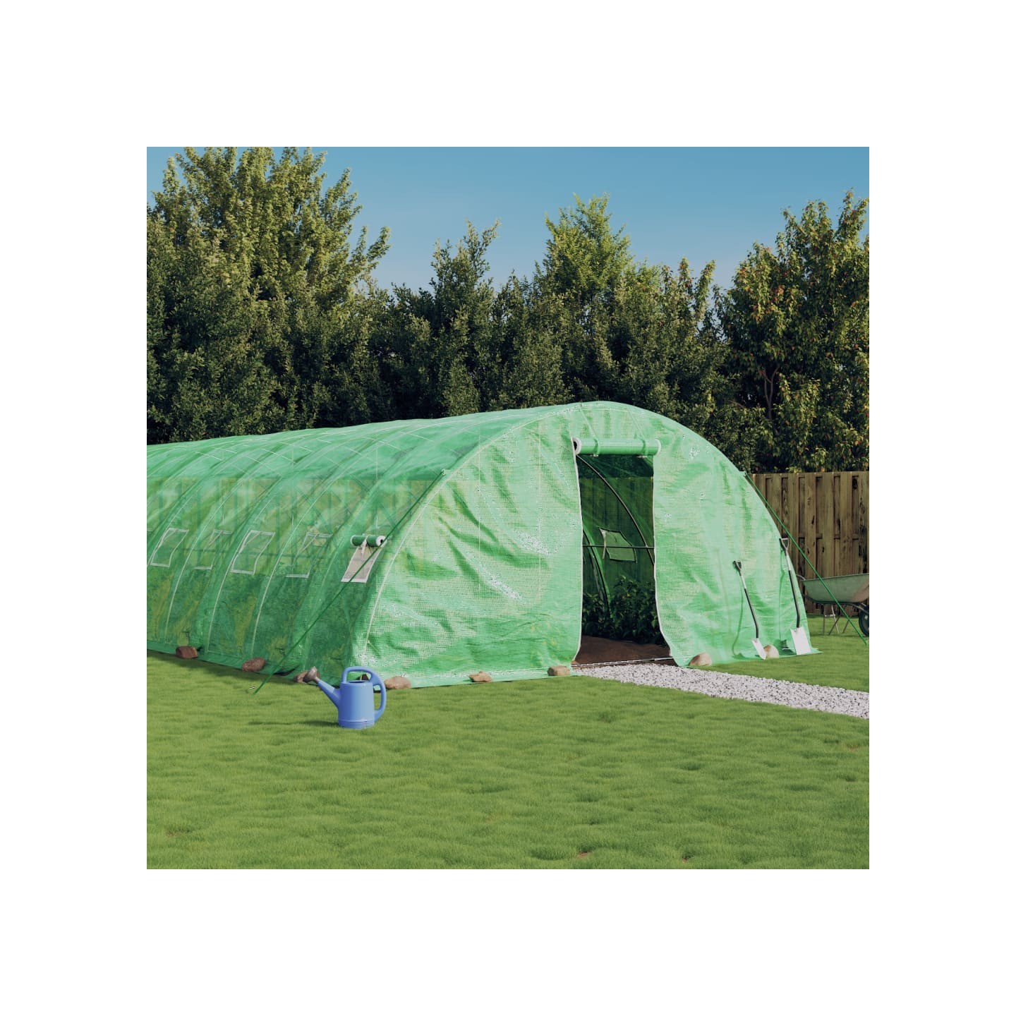 Serre avec cadre en acier vert 90 m² 18x5x2,3 m