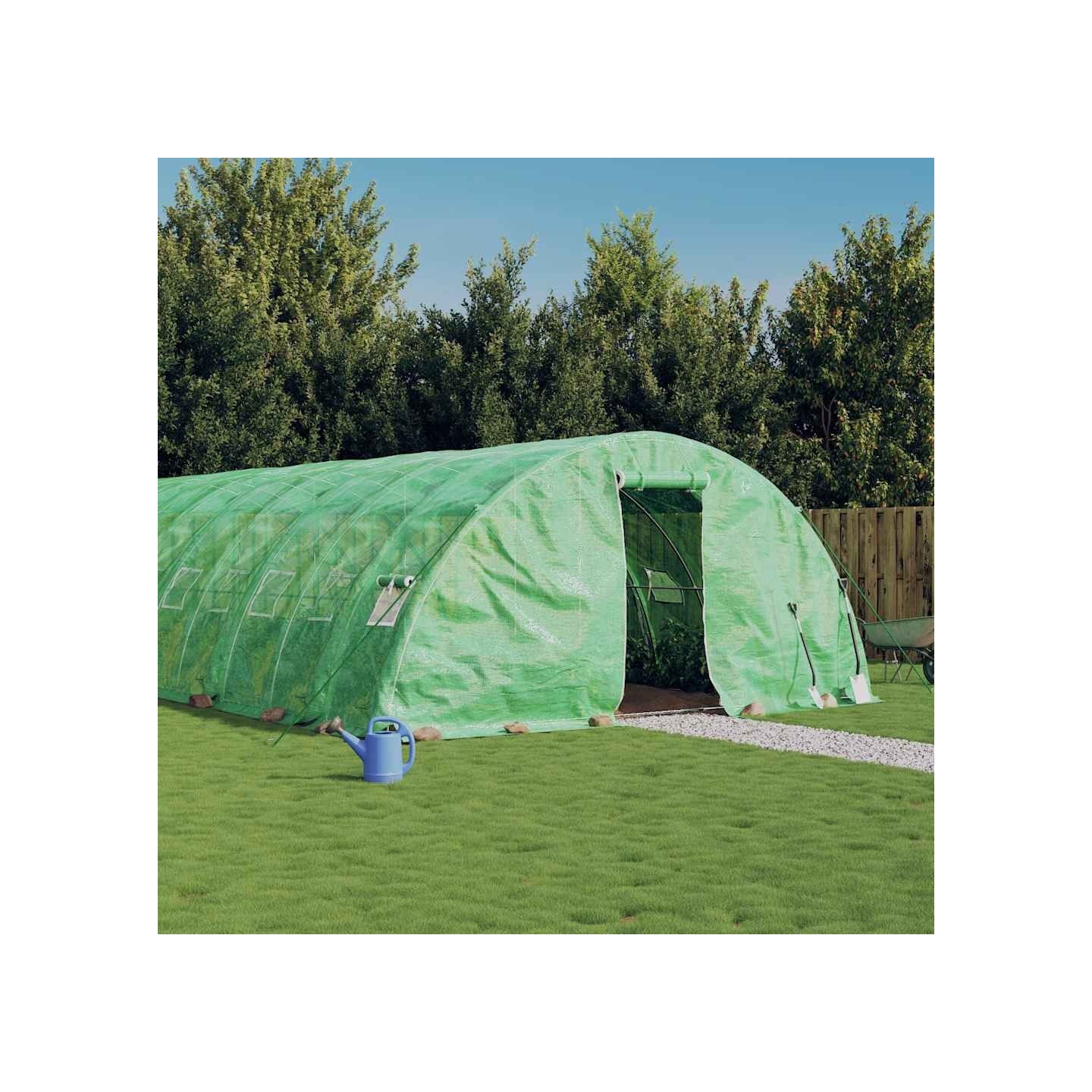 Serre avec cadre en acier vert 60 m² 12x5x2,3 m