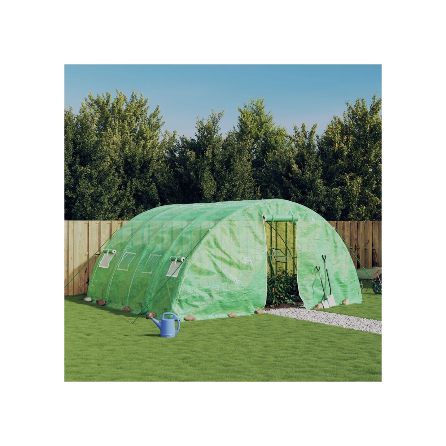 Serre avec cadre en acier vert 20 m² 5x4x2,3 m