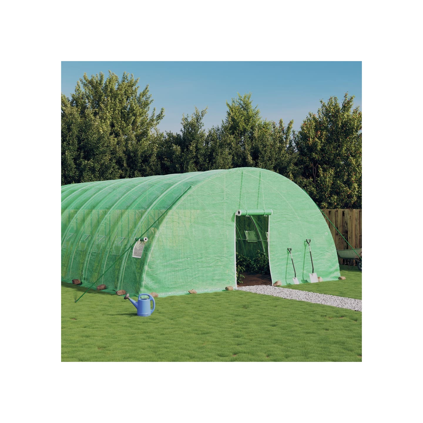 Serre avec cadre en acier vert 84 m² 14x6x2,85 m