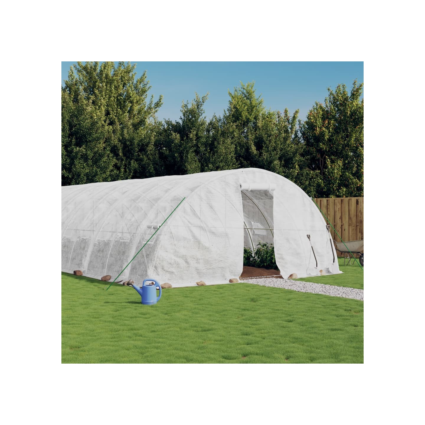 Serre avec cadre en acier blanc 110 m² 22x5x2,3 m