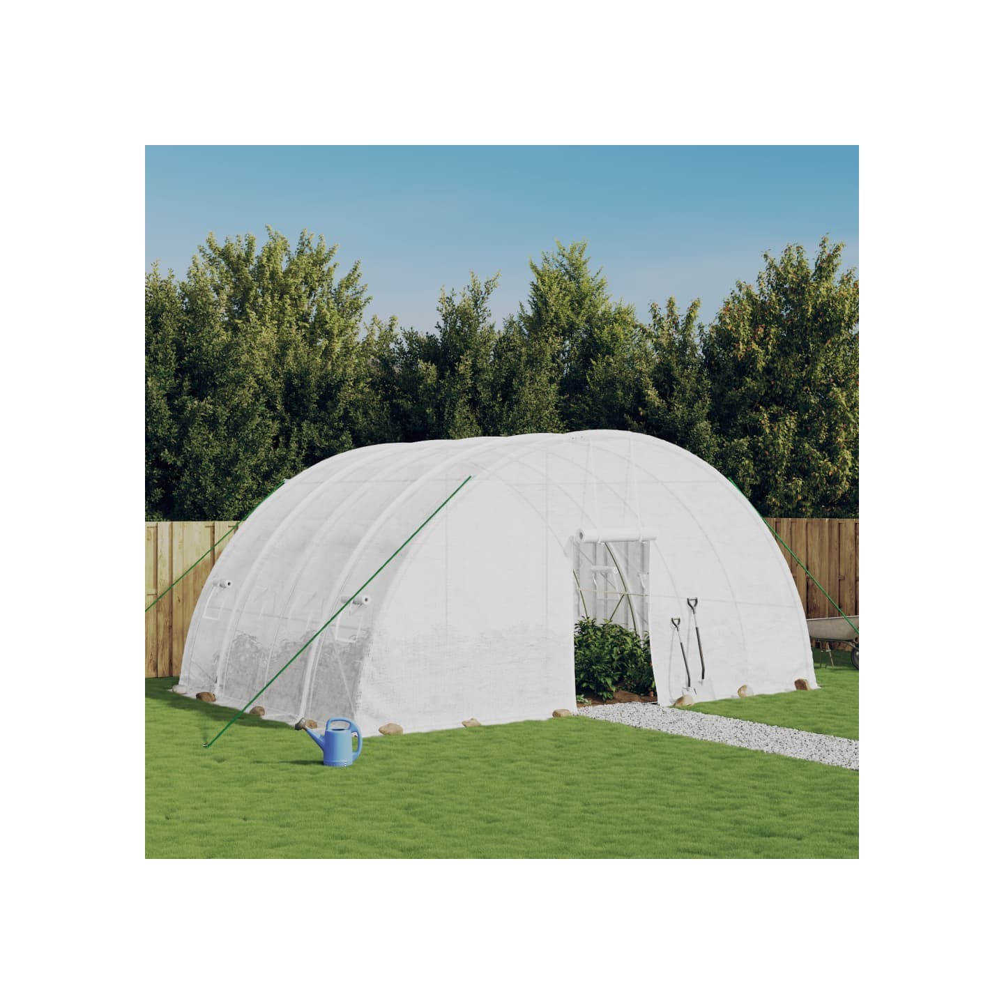 Serre avec cadre en acier Blanc 24 m² 6x4x2,85 m