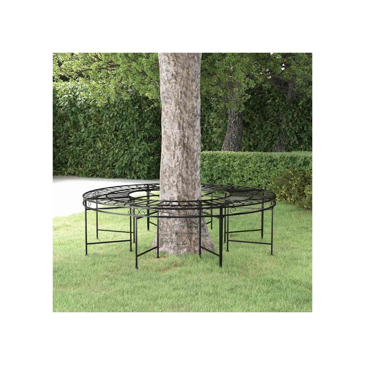 Banc circulaire tour d'arbre Ø160 cm Noir Acier