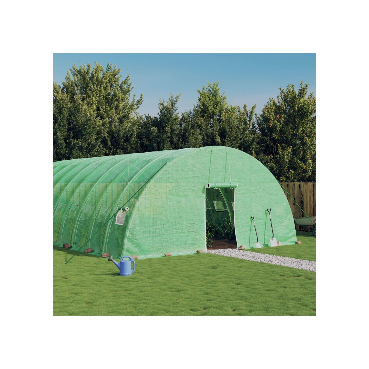 Serre avec cadre en acier vert 108 m² 18x6x2,85 m