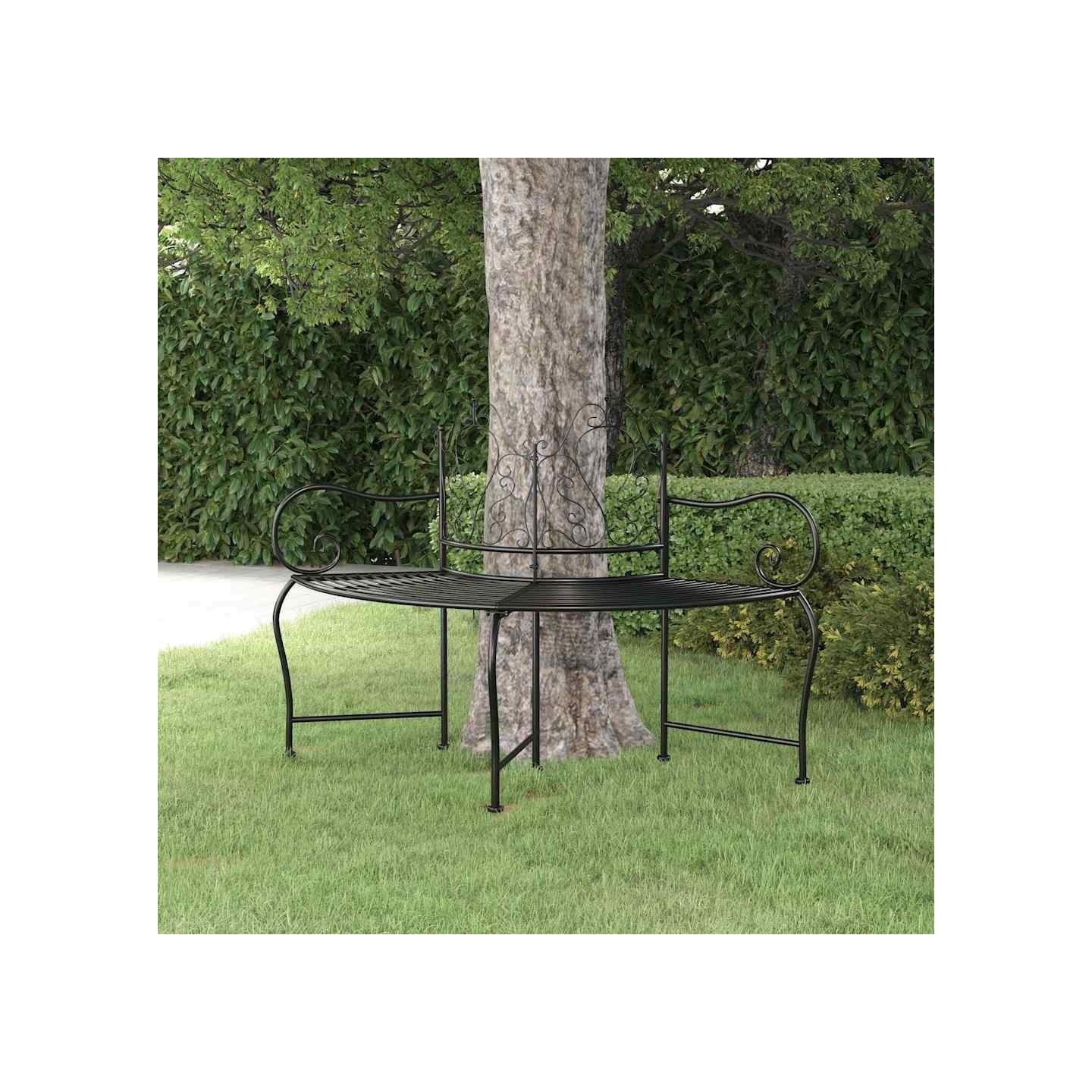 Banc tour d'arbre 150 cm Noir Acier