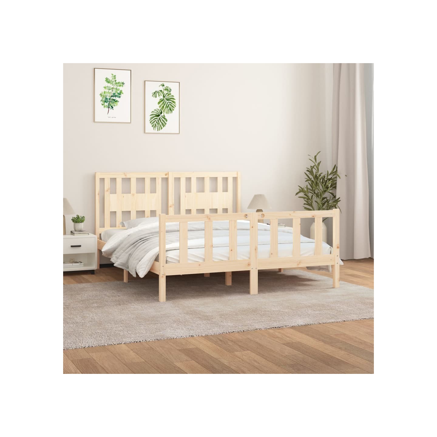 Cadre de lit sans matelas bois massif de pin 160x200 cm