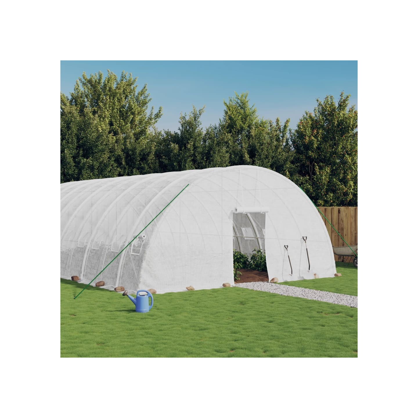 Serre avec cadre en acier blanc 108 m² 18x6x2,85 m