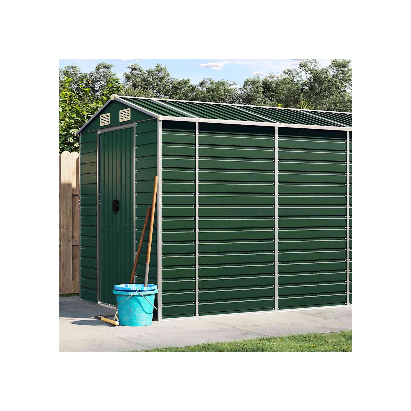 Abri de jardin vert 191x725x198 cm acier galvanisé