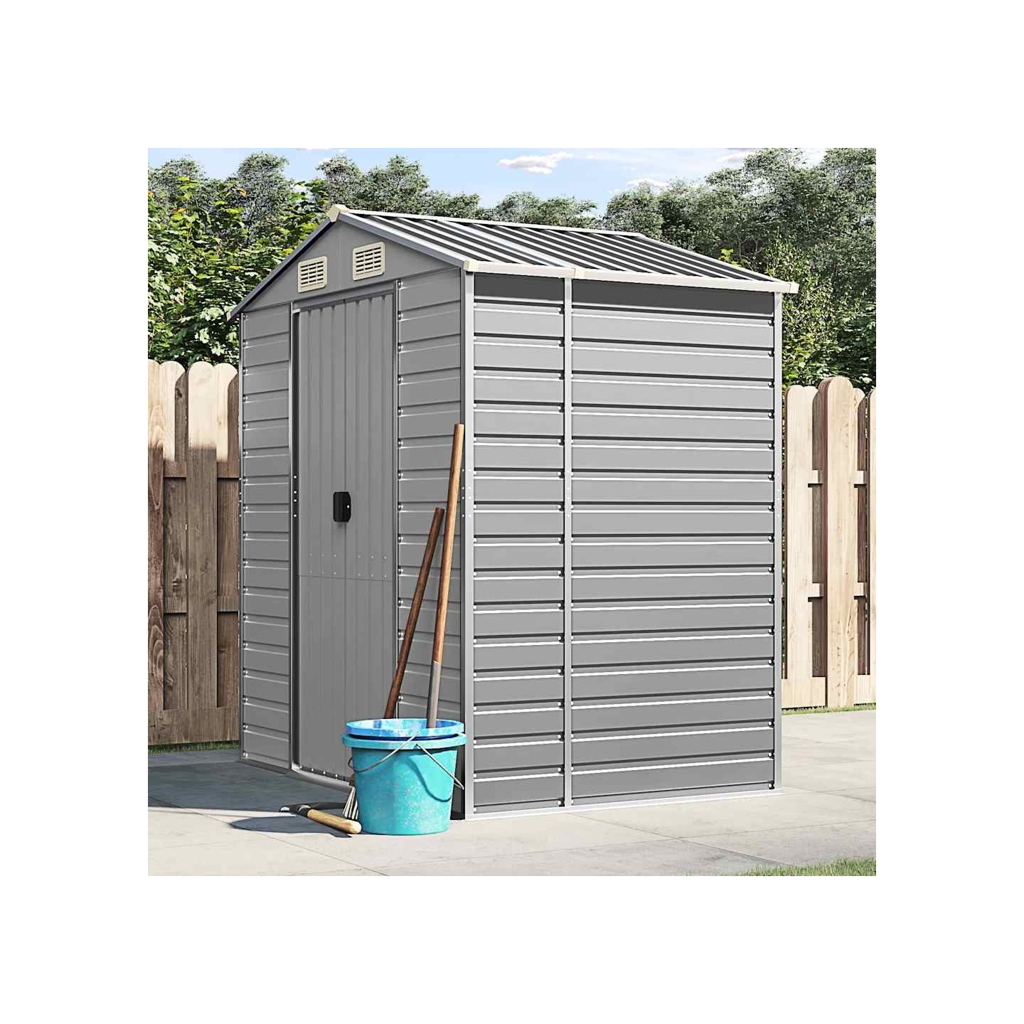 Abri de jardin gris clair 191x130x198 cm acier galvanisé