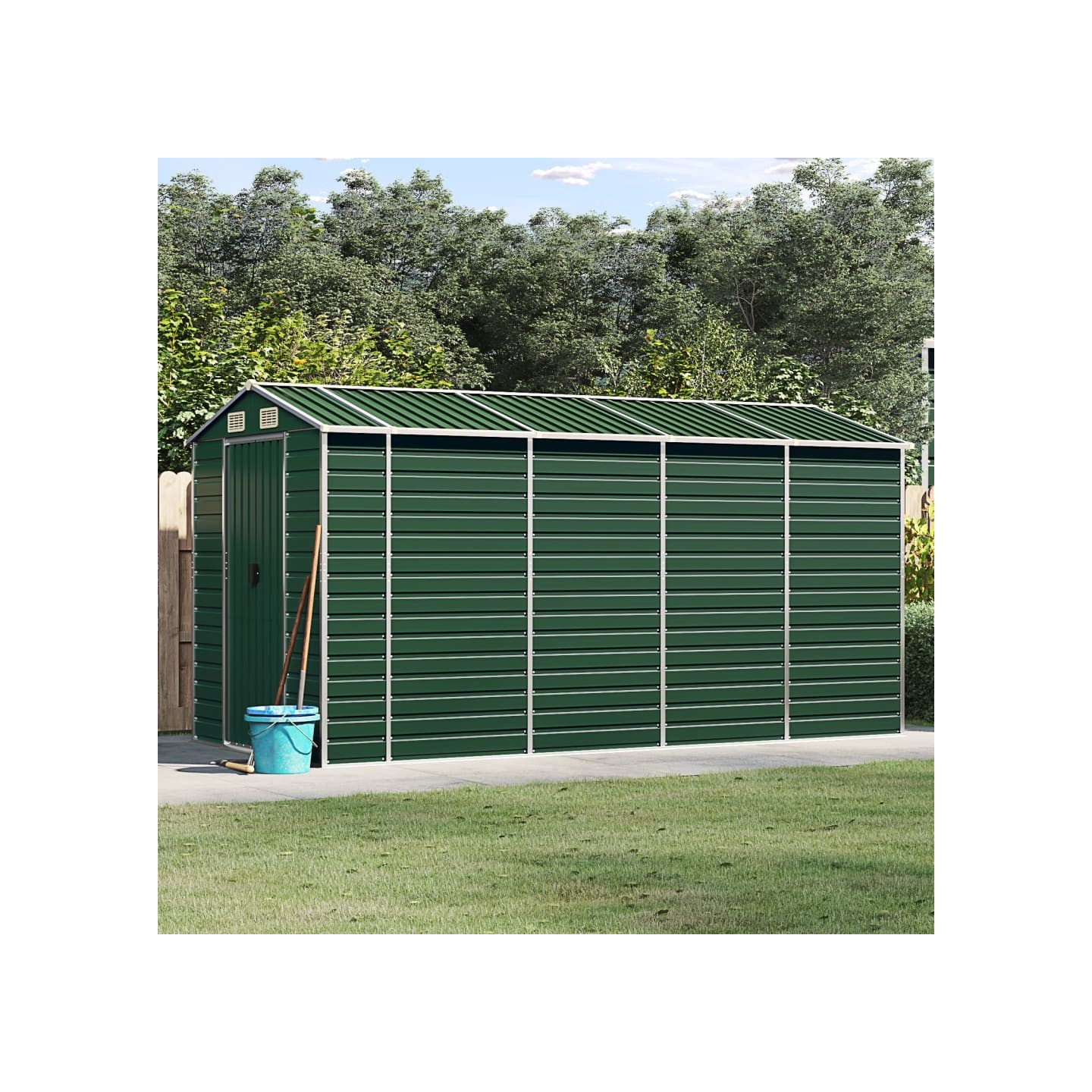 Abri de jardin vert 191x385x198 cm acier galvanisé