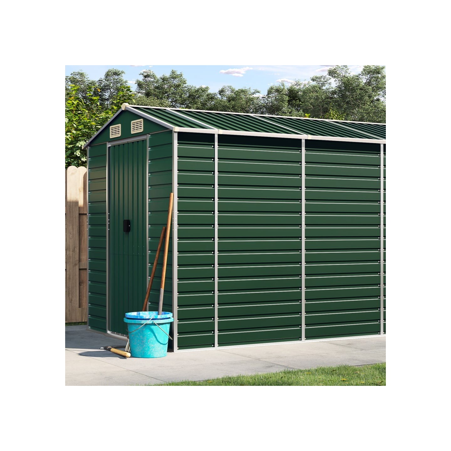 Abri de jardin vert 191x810x198 cm acier galvanisé