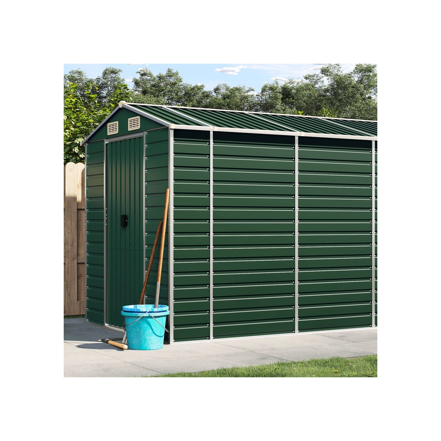 Abri de jardin vert 191x895x198 cm acier galvanisé