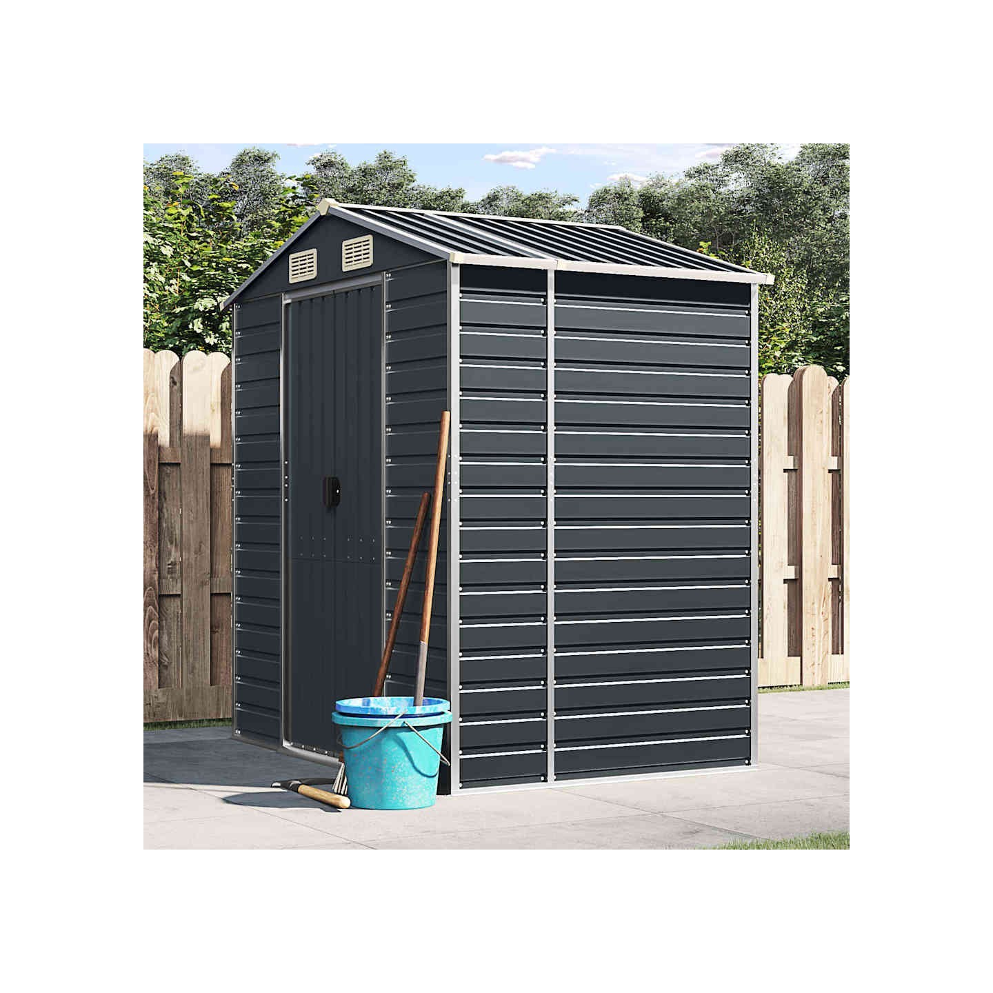 Abri de jardin anthracite 191x130x198 cm acier galvanisé