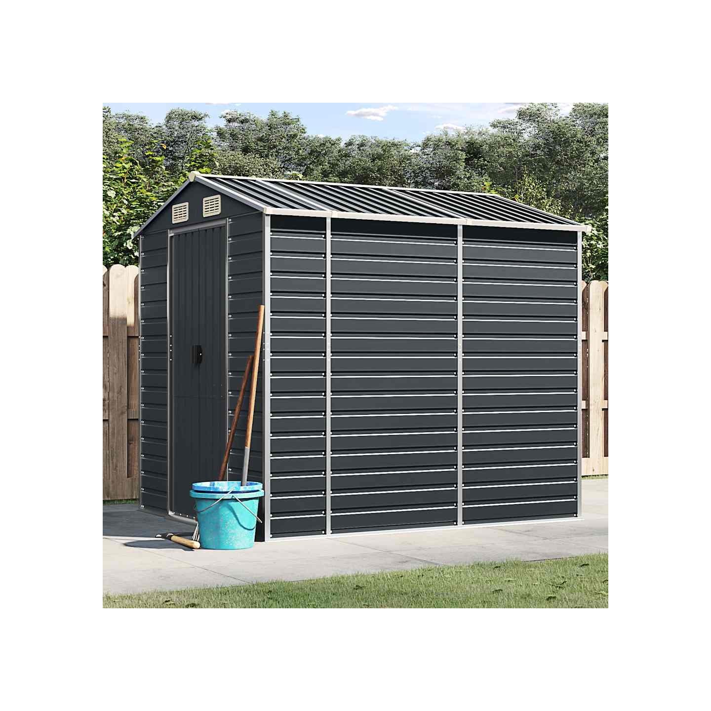 Abri de jardin anthracite 191x215x198 cm acier galvanisé