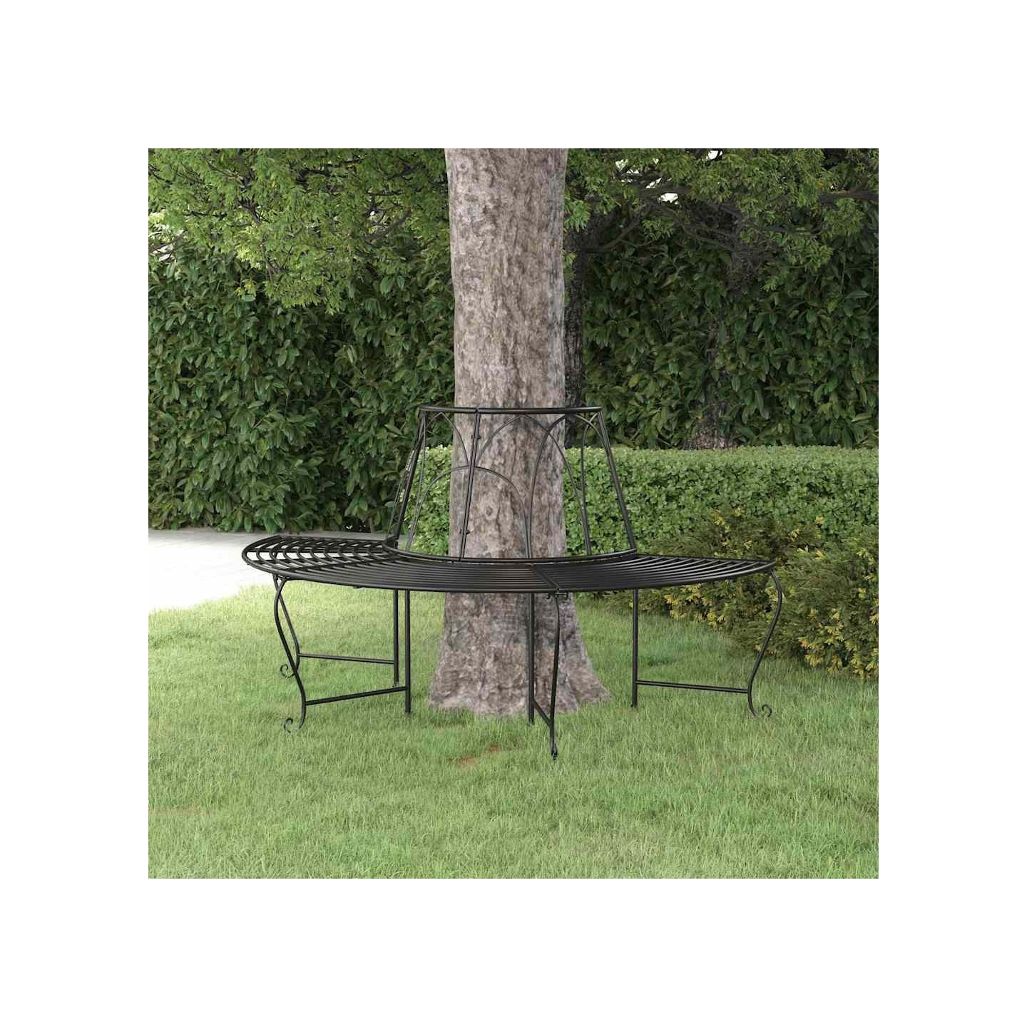 Banc demi-circulaire tour d'arbre Ø159 cm Noir Acier