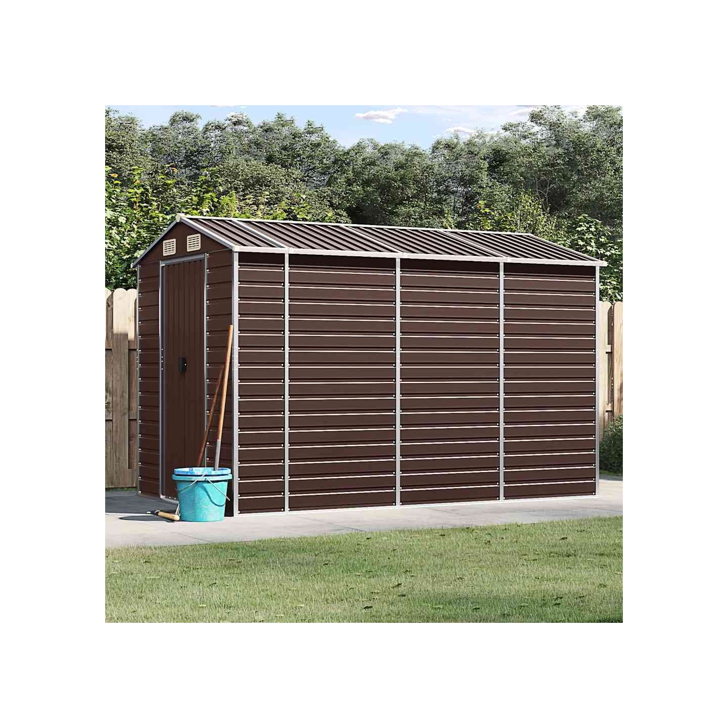 Abri de jardin marron 191 x 300 x 198 cm en acier galvanisé