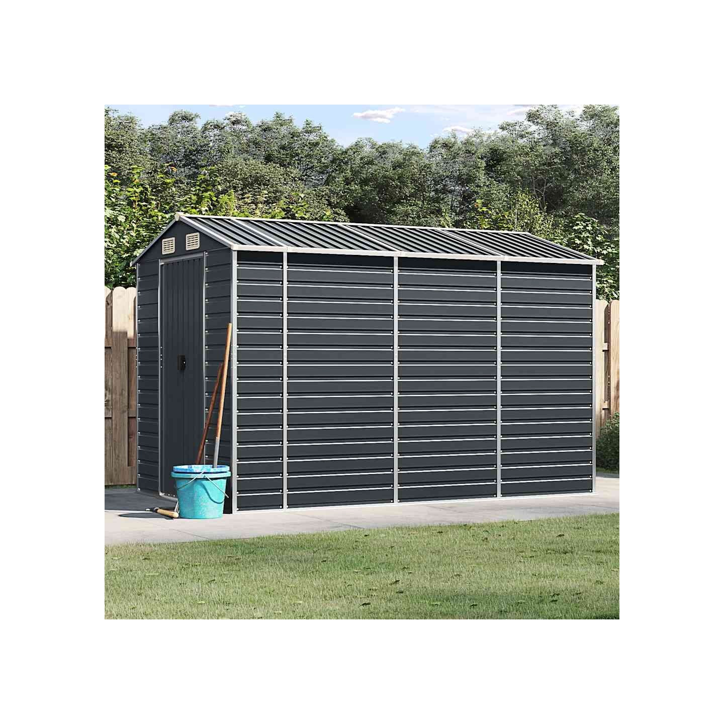 Abri de jardin anthracite 191x300x198 cm acier galvanisé