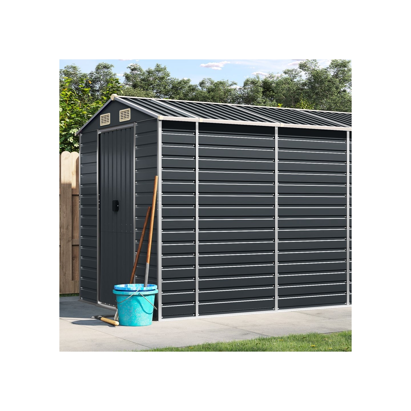Abri de jardin anthracite 191x640x198 cm acier galvanisé