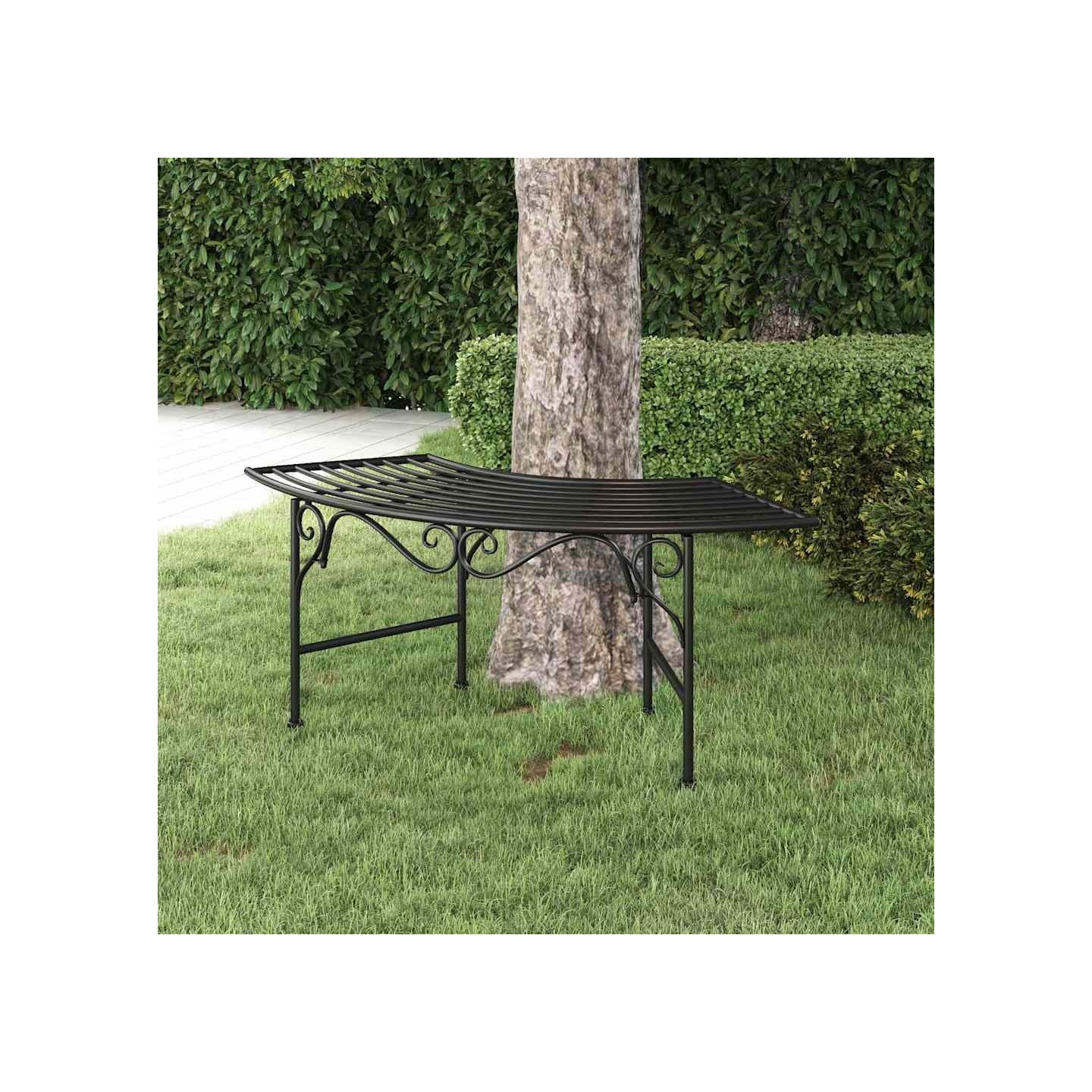 Banc tour d'arbre 113 cm Noir Acier
