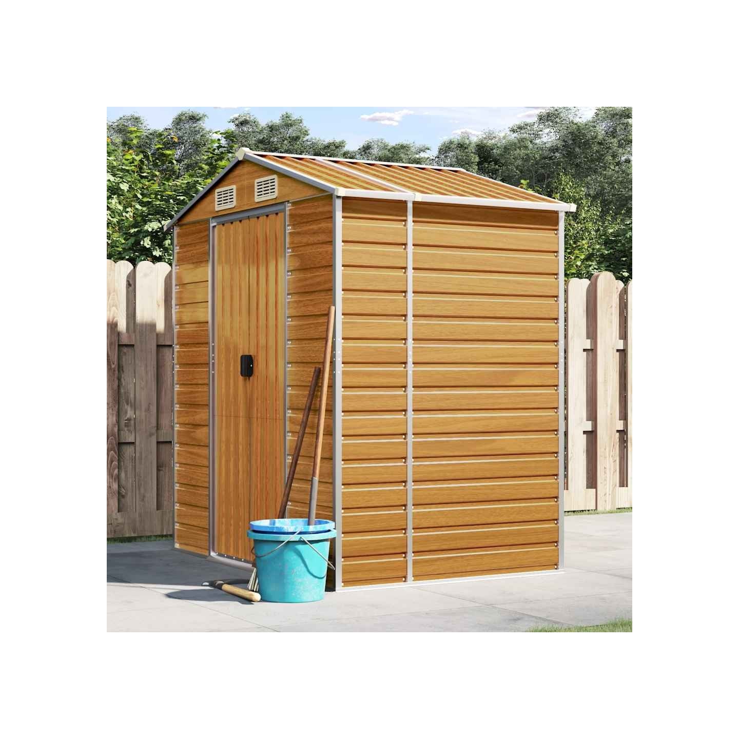 Abri de jardin marron clair 191x130x198 cm acier galvanisé