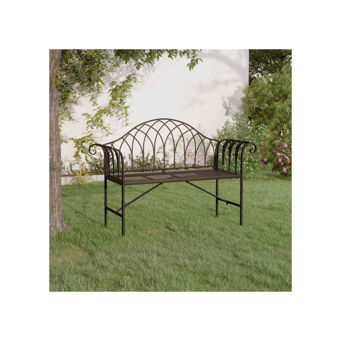 Banc de jardin 2 places 128 cm Noir Acier