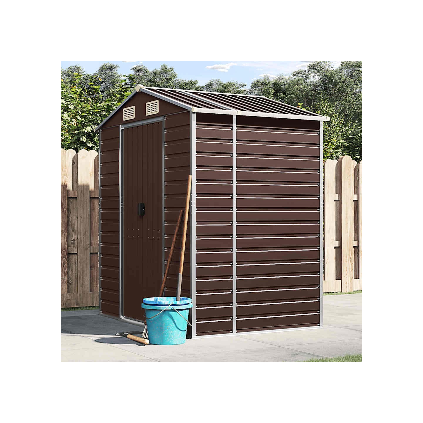 Abri de jardin marron 191x130x198 cm acier galvanisé