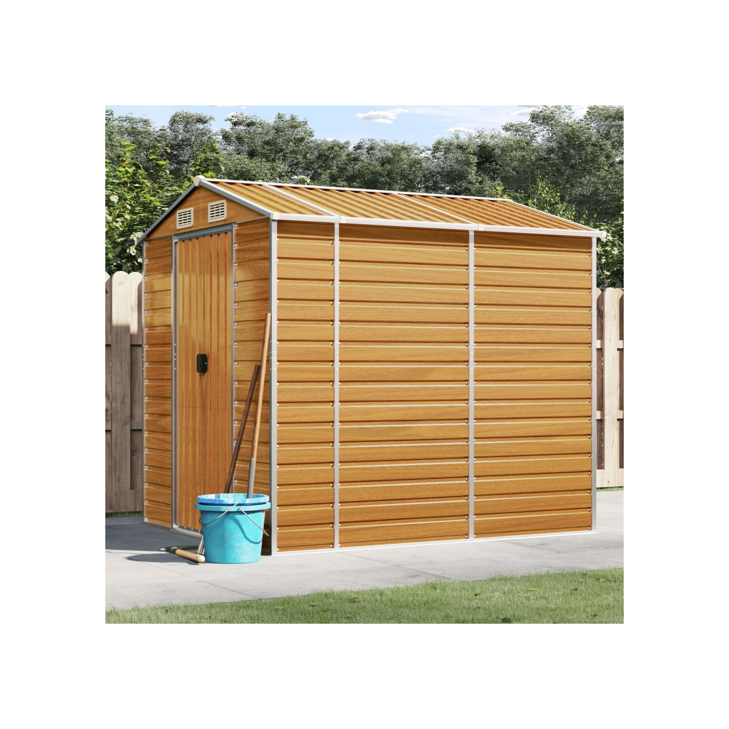 Abri de jardin marron clair 191 x 215 x 198 cm en acier galvanisé
