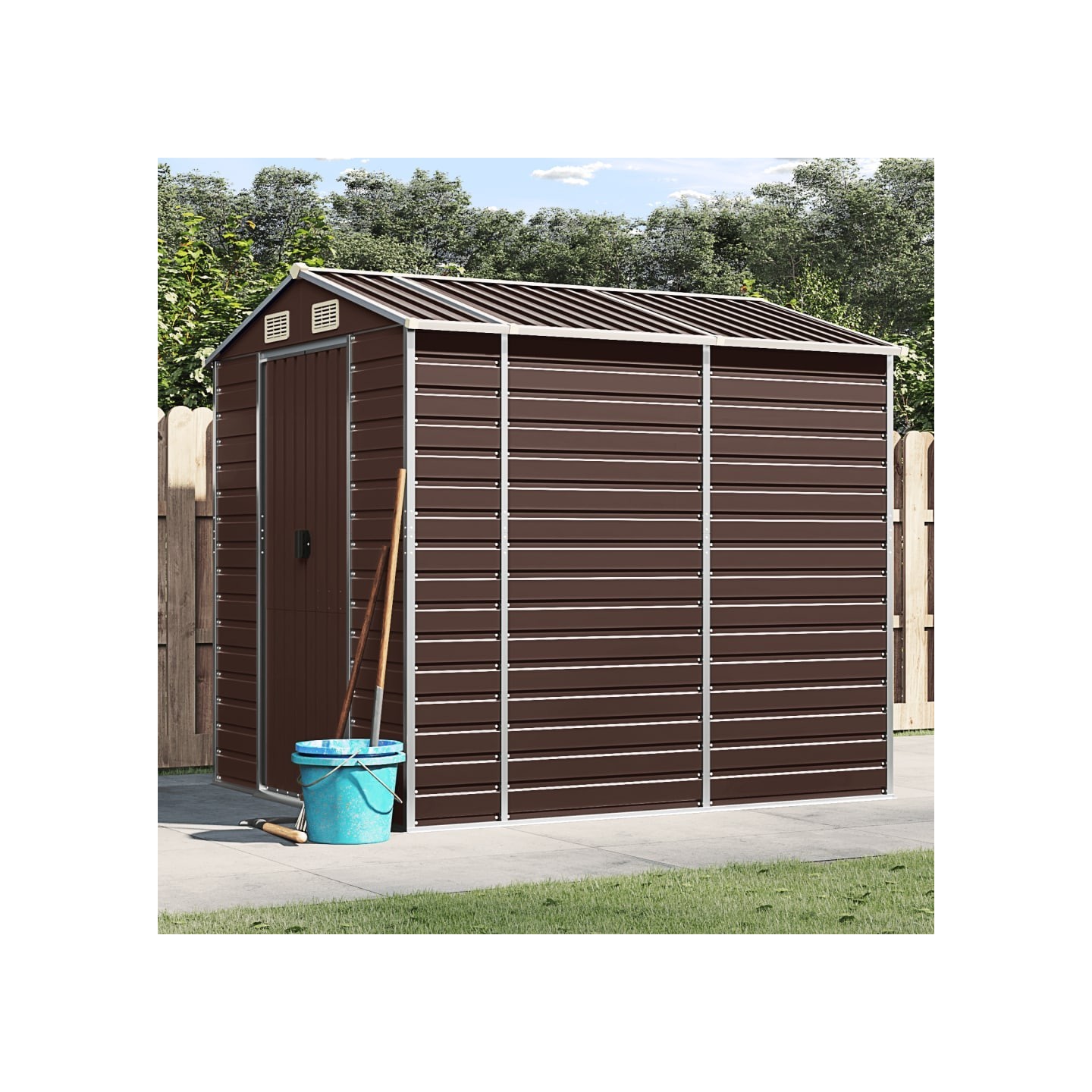 Abri de jardin marron 191 x 215 x 198 cm en acier galvanisé