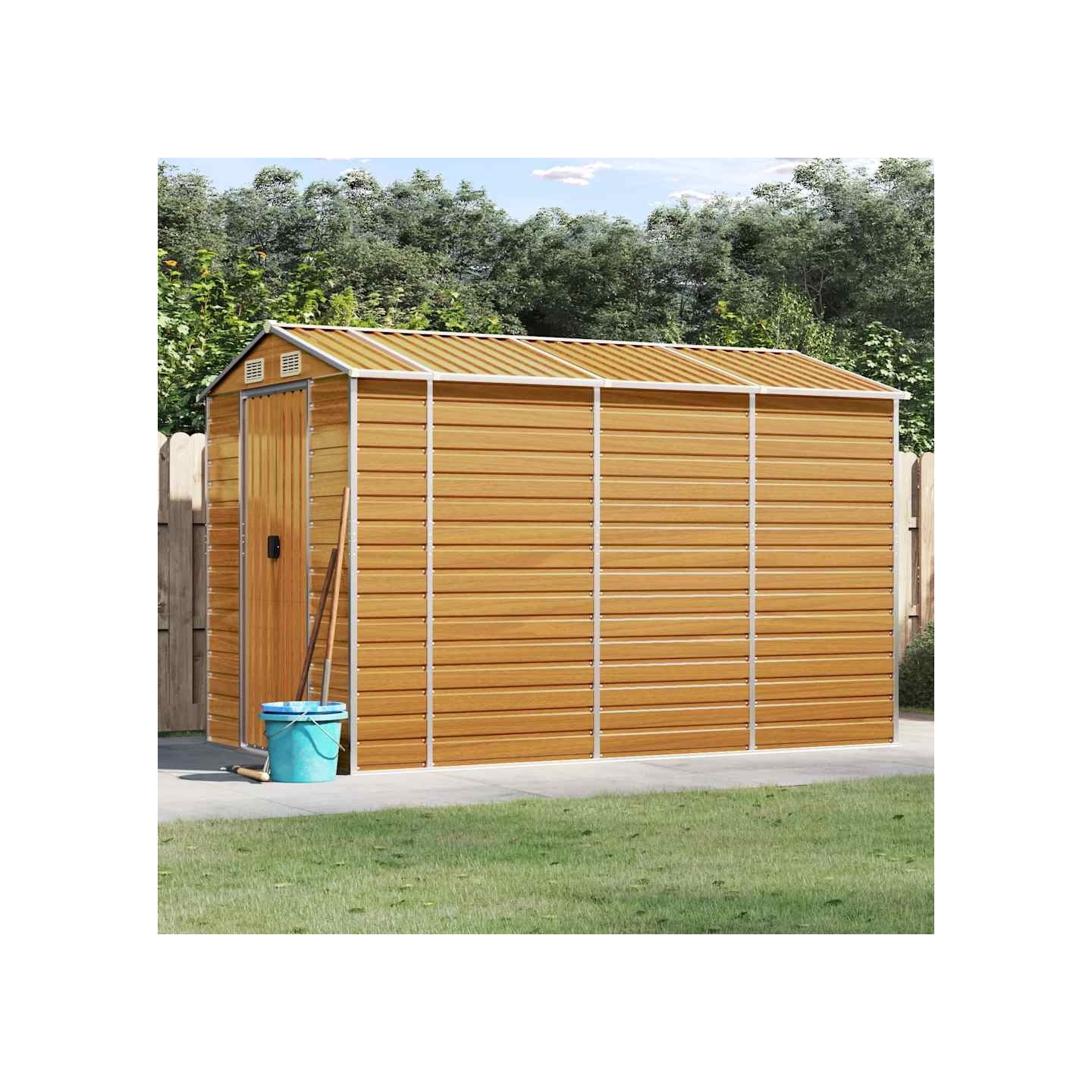 Abri de jardin marron clair 191 x 300 x 198 cm en acier galvanisé