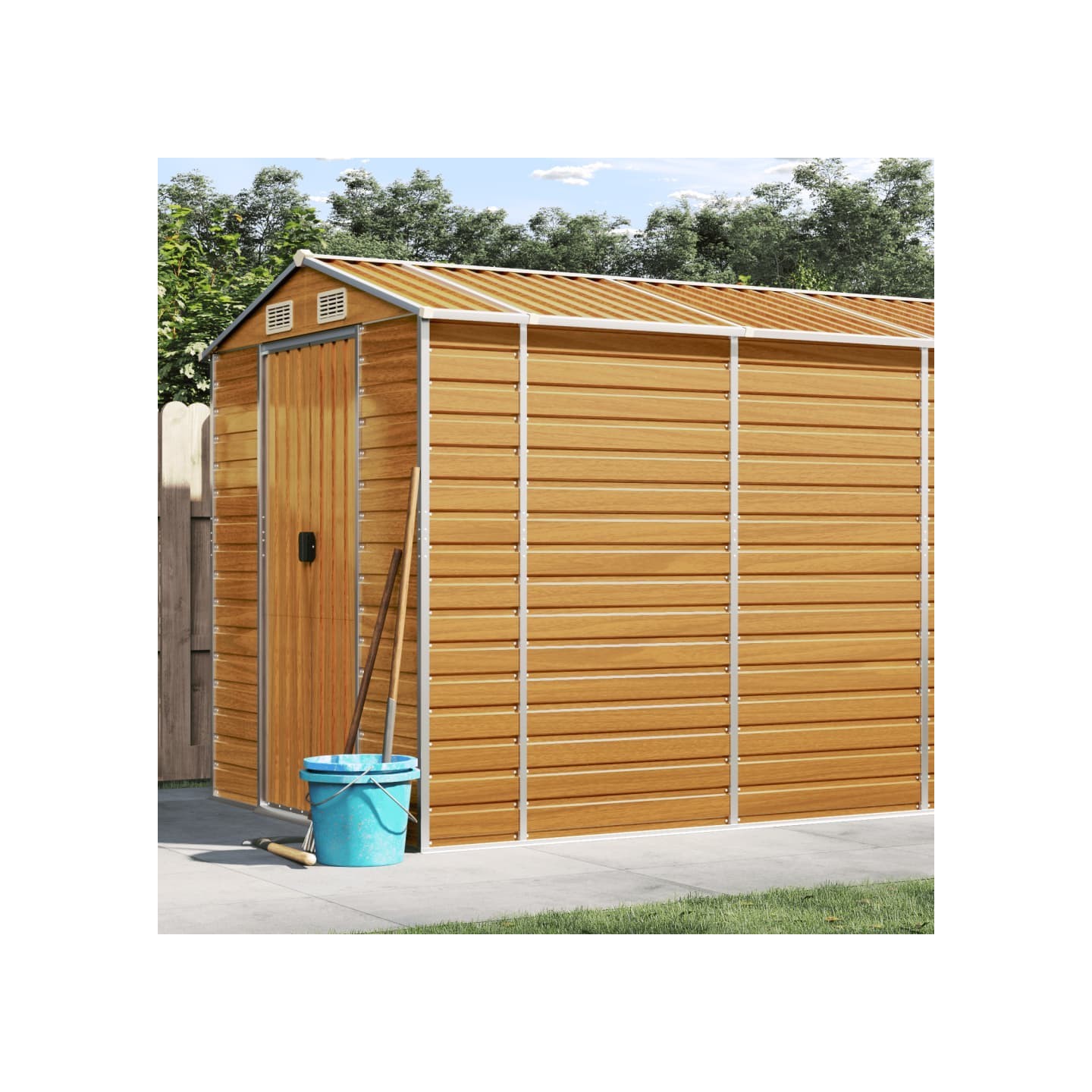 Abri de jardin marron clair 191x640x198 cm acier galvanisé