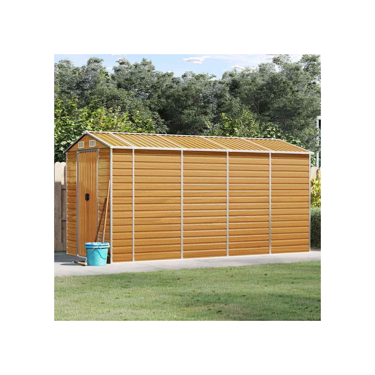 Abri de jardin marron clair 191x385x198 cm acier galvanisé
